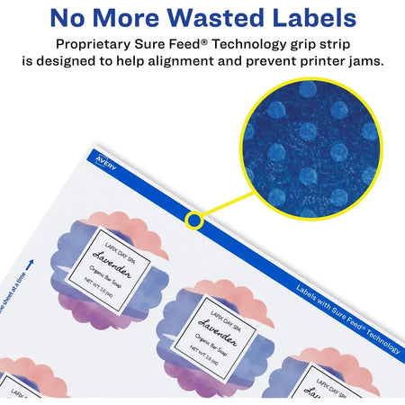 Avery® Round Scallop Labels - Matte White - 2.5’’ Diameter - 90 Pack - Multipurpose & ID
