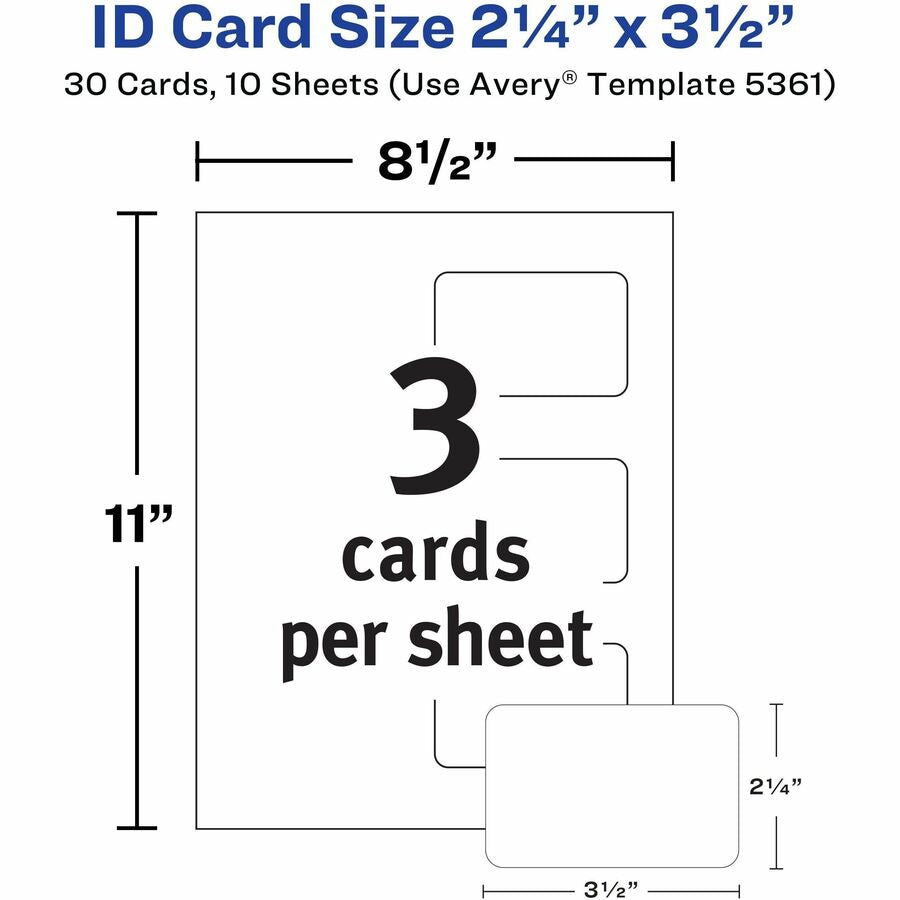 Avery® Self-laminating ID Cards - 2’’ Width x 3.3’’ Height - Self Sticking - Laminated Perforated Printable Durable