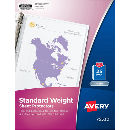 Avery® Sheet Protectors: Standard-Weight Clear Polypropylene 25/Pack - Protectors