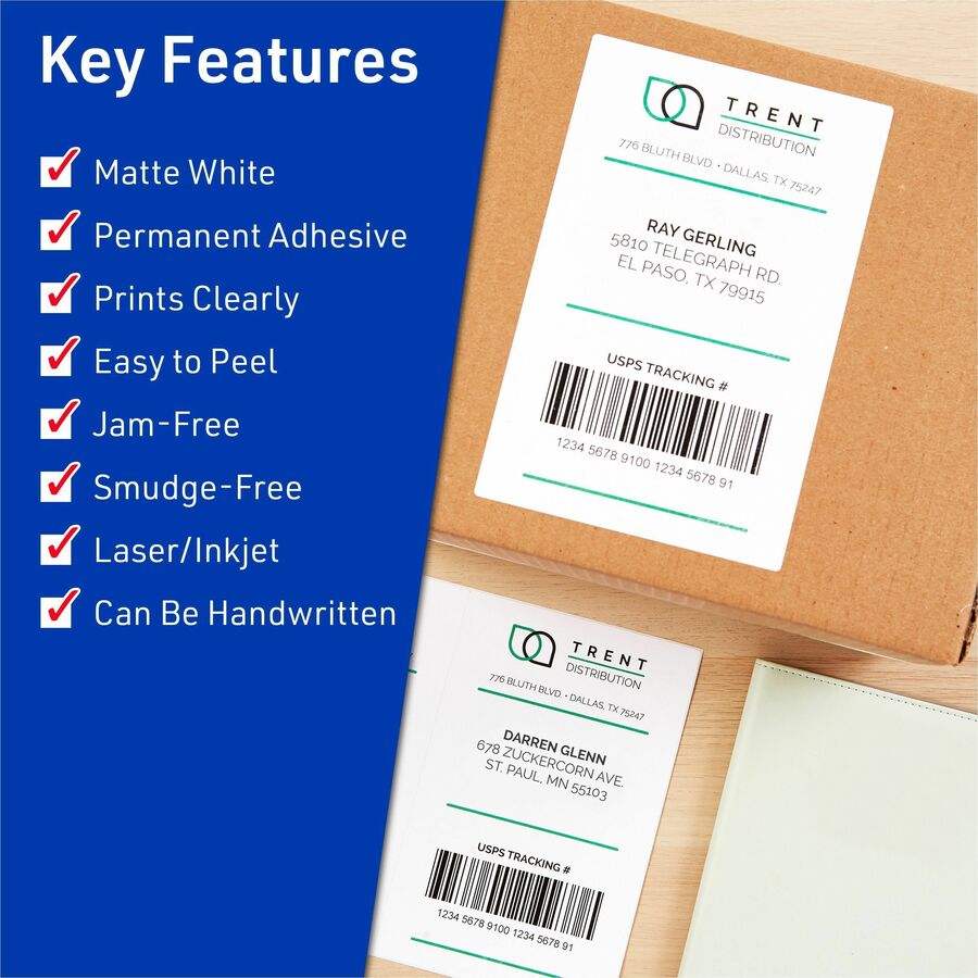 Avery® Shipping Address Labels, 250 Labels, Full Sheet Labels, Permanent (95920) - Alternate-Image1