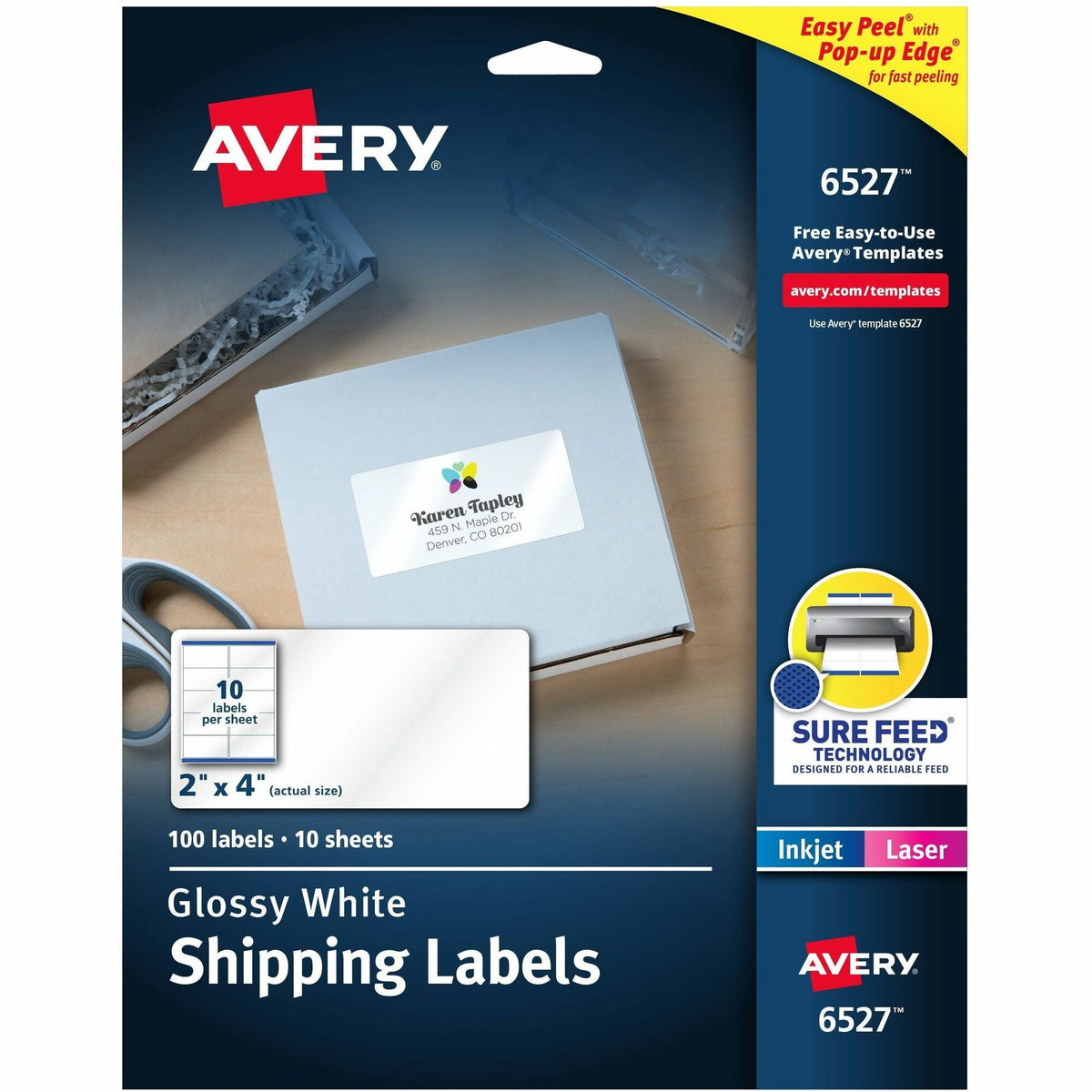 Avery® Shipping Labels, Glossy White, 2" x 4" , 100 Total (6527) - 2000