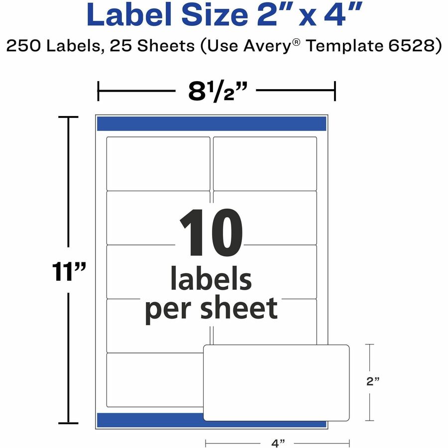 Avery® Shipping Labels, Glossy White, 2" x 4" , 250 Total (6528) - Alternate-Image5