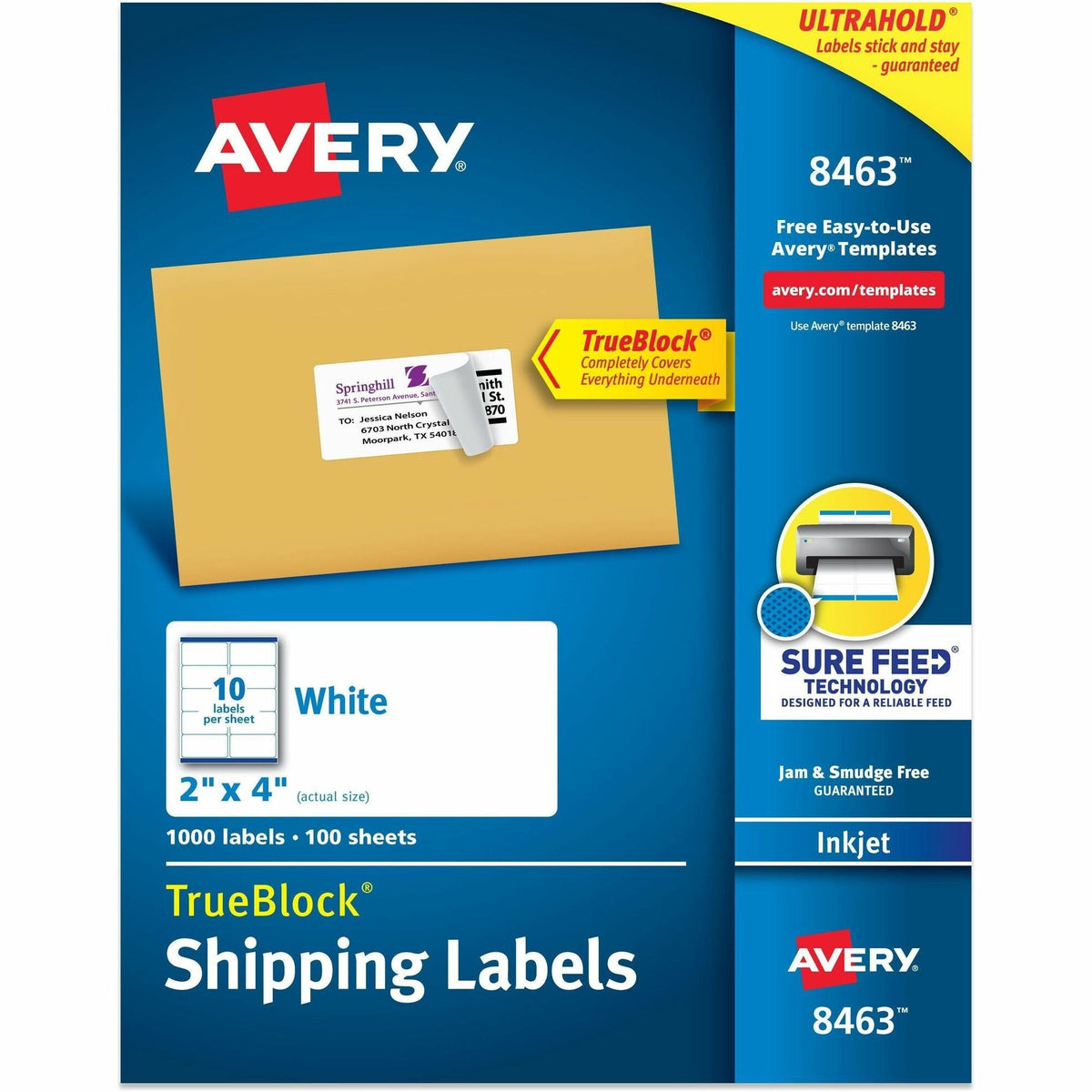 Avery® Shipping Labels, Sure Feed, 2" x 4" 1,000 White Labels (8463) - 2000