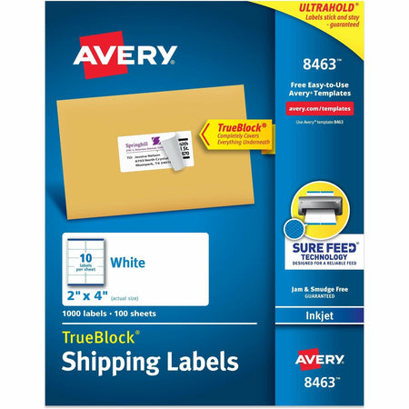 Avery® Shipping Labels, Sure Feed, 2" x 4" 1,000 White Labels (8463) - 2000