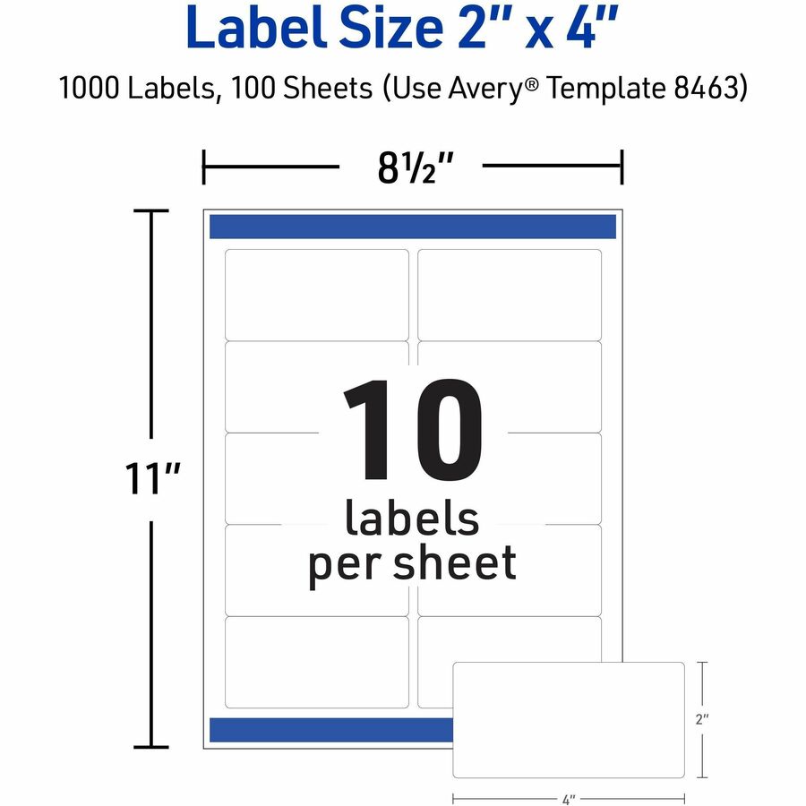 Avery® Shipping Labels, Sure Feed, 2" x 4" 1,000 White Labels (8463) - Alternate-Image4