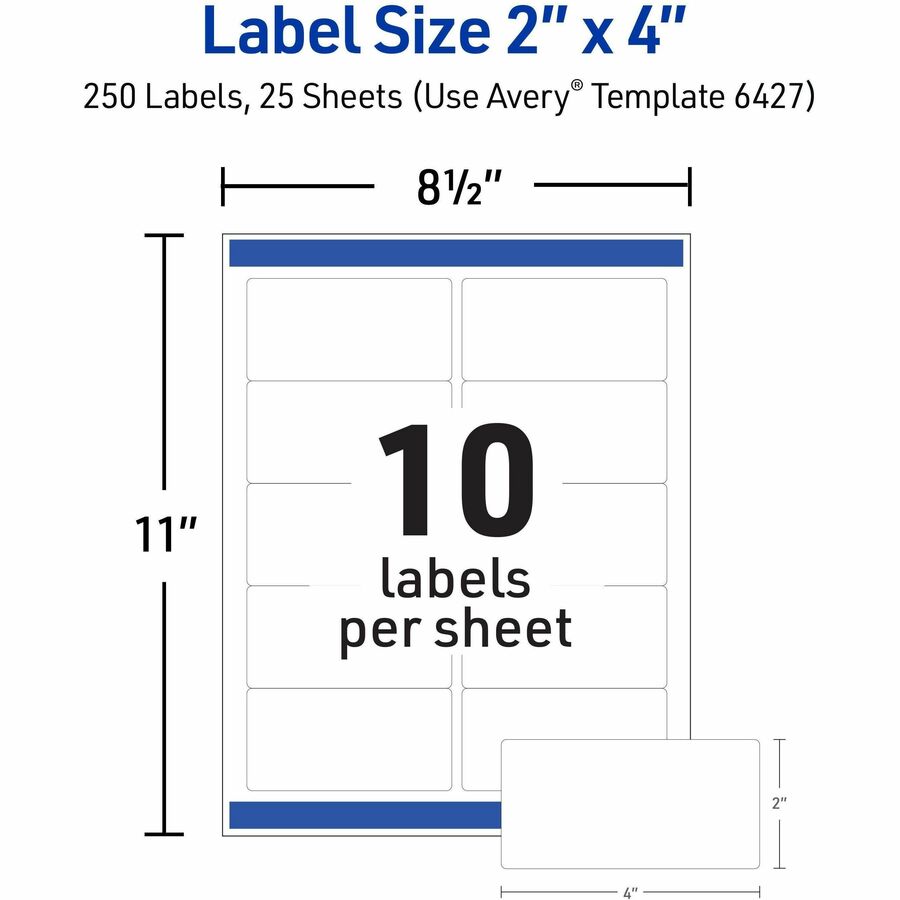 Avery® Shipping Labels, Sure Feed, 2" x 4" , 250 Labels (6427) - Alternate-Image4