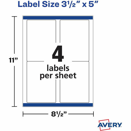 Avery® Shipping Labels, Sure Feed, 3-1/2" x 5" , 1,000 Labels (95935) - Alternate-Image3