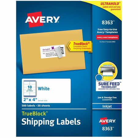 Avery® Shipping Labels, Sure Feed®, 2" x 4" , 500 Labels (8363) - 2000