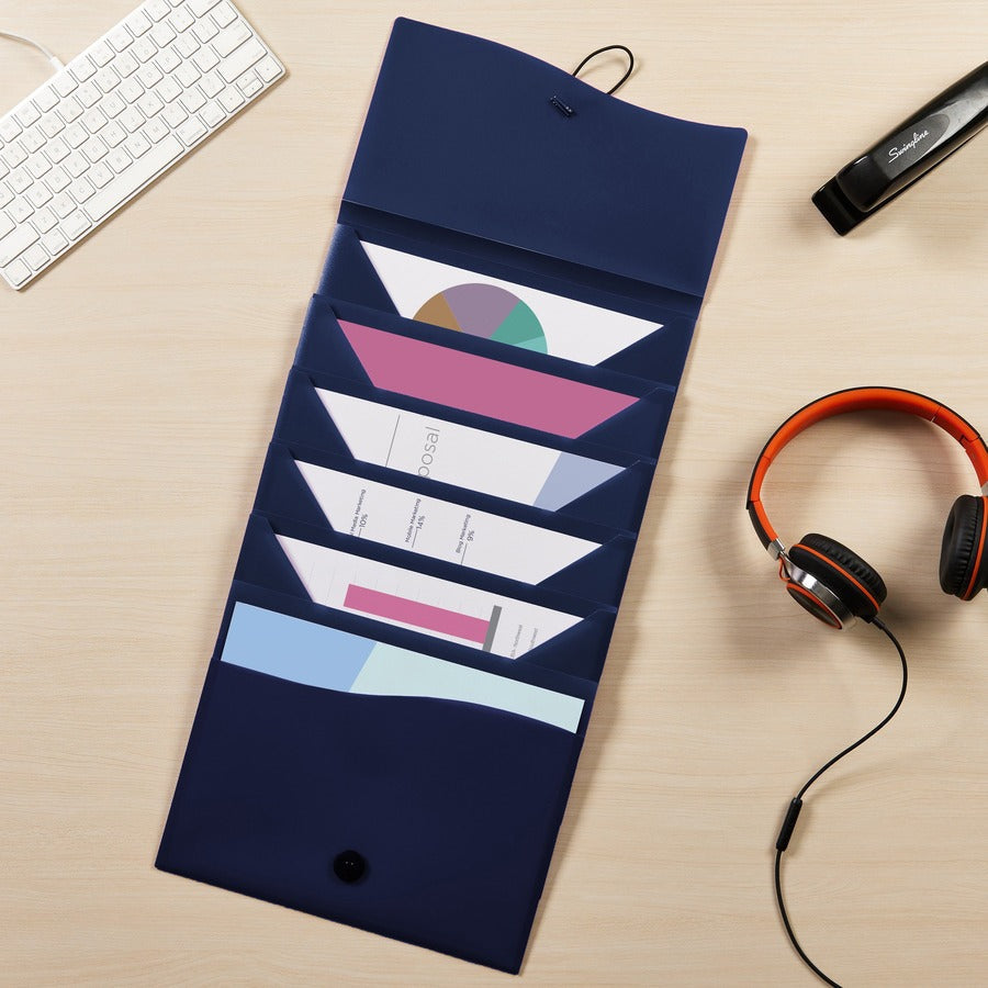 Avery® Slide & View Letter Organizer Folder - 8 1/2’’ x 11’’ - 40 Sheets Capacity - 6 Pocket(s) - Plastic Poly - Navy