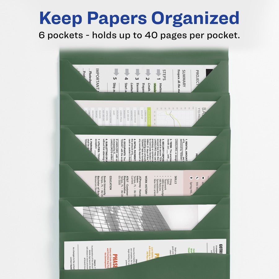 Avery® Slide & View Letter Organizer Folder - 8 1/2’’ x 11’’ - 40 Sheets Capacity - 6 Pocket(s) - Expanding Files