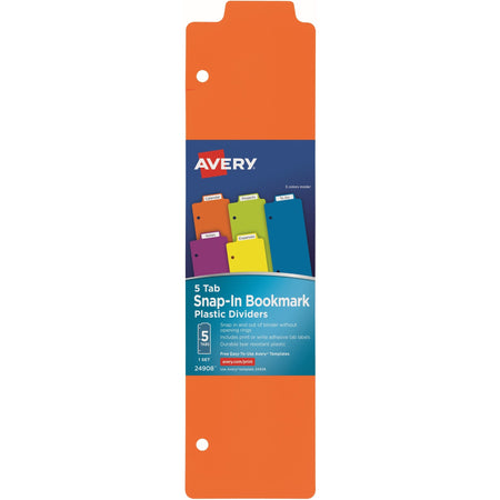 Avery® Snap-In Plastic Bookmark Dividers, 5 Tabs, 1 Set, Multicolor (24908) - 2000