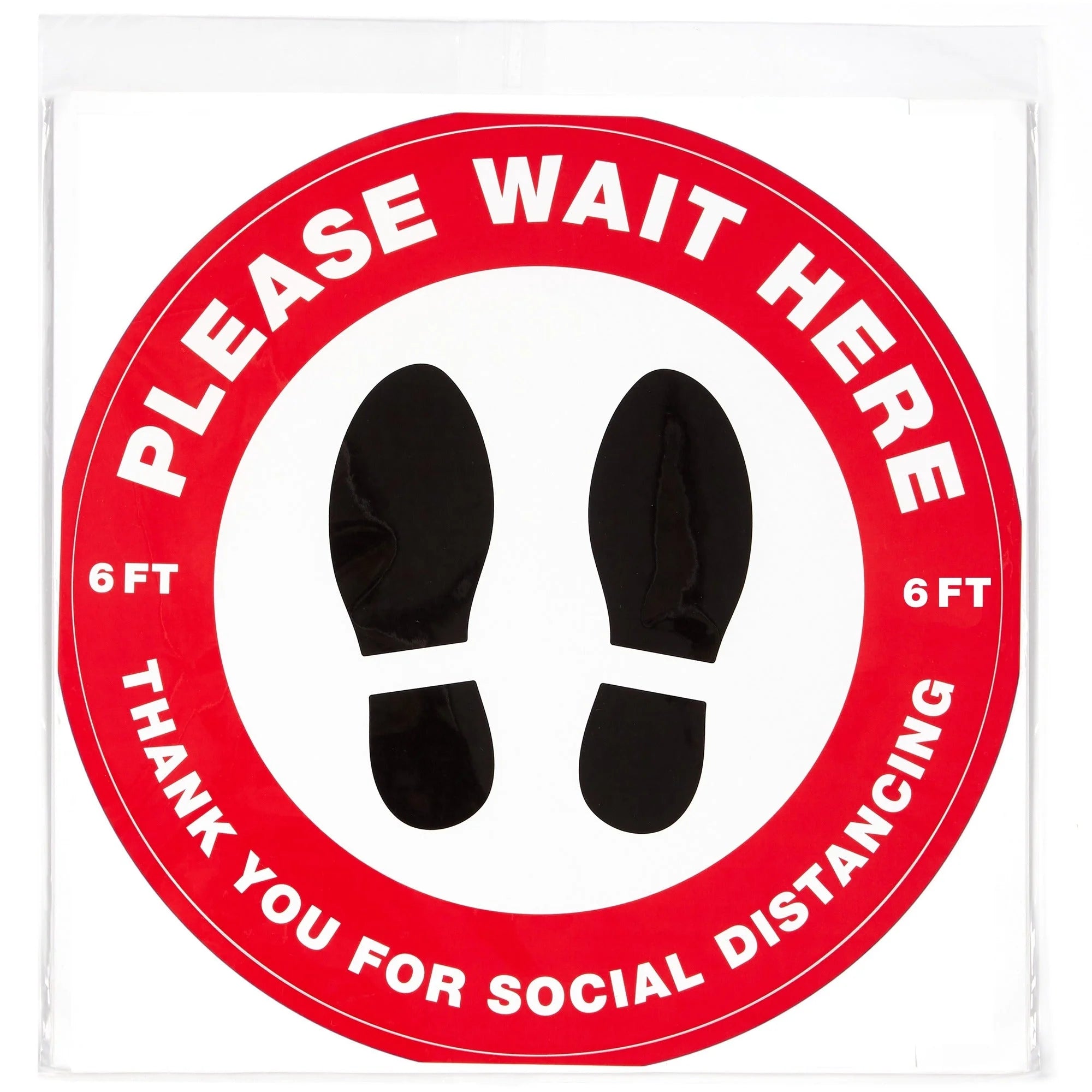 Avery® Social Distance Floor Decal: ’PLEASE WAIT HERE’ - Round Vinyl - 5-Pack - Safety Signs