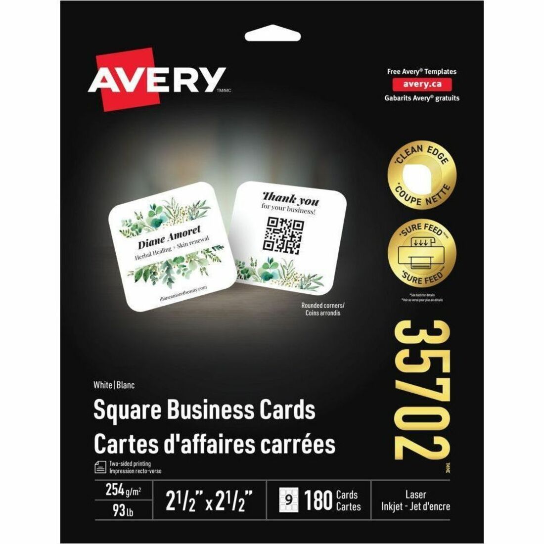 Avery® Square Business Cards with Sure Feed Technology - 1100