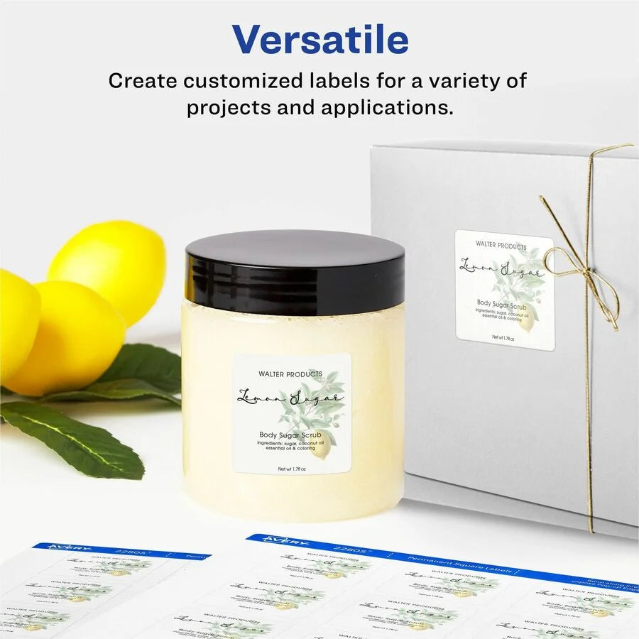 Avery® Square Labels: Print-to-the-Edge Easy Peel Matte White - 600 Labels - Multipurpose & ID