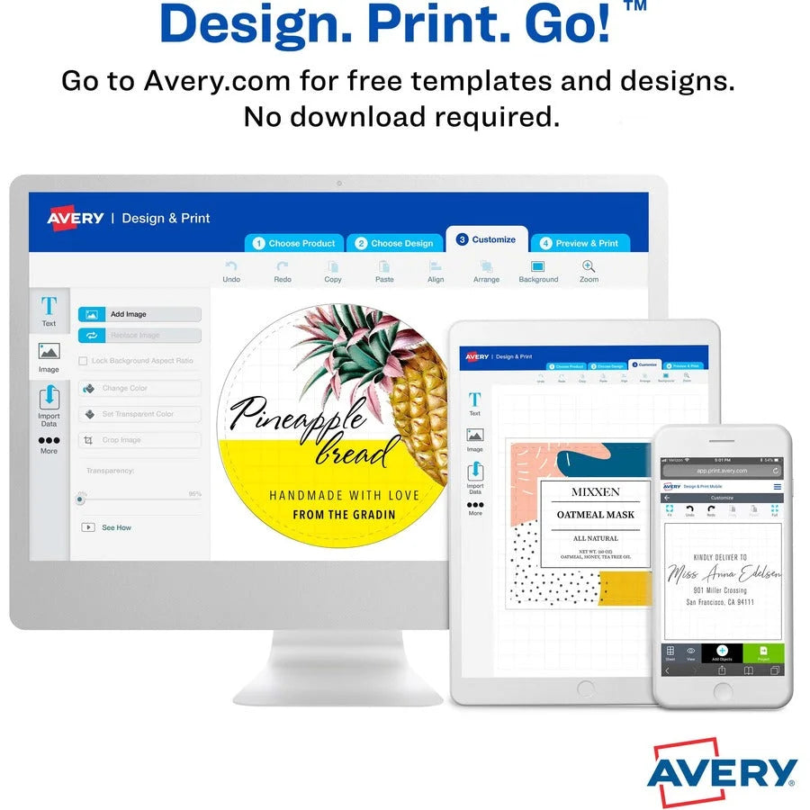 Avery® Square Labels: Print-to-the-Edge Easy Peel Matte White - 600 Labels - Multipurpose & ID