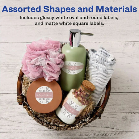 Avery® Sure Feed Label Variety Pack: Assorted Shapes White Paper - 630 Labels - Multipurpose & ID