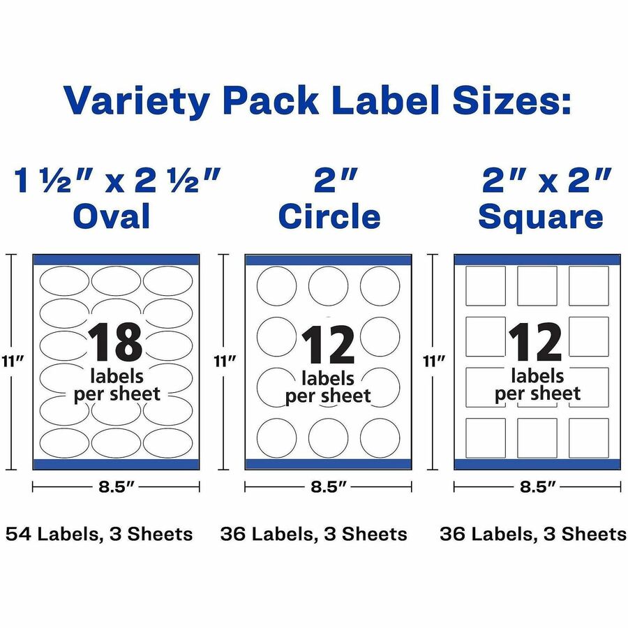 Avery&reg; Variety Pack Labels, Sure Feed, Assorted Shapes, 126 Labels (80510) - Alternate-Image4