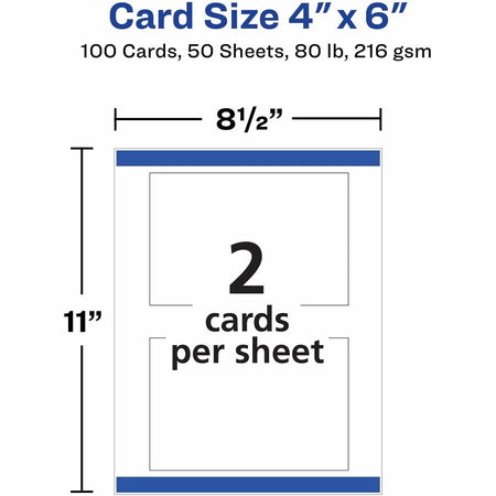 Avery® Sure Feed Postcards: 4’’ x 6’’ Matte Heavyweight - 100/Box - Postcards