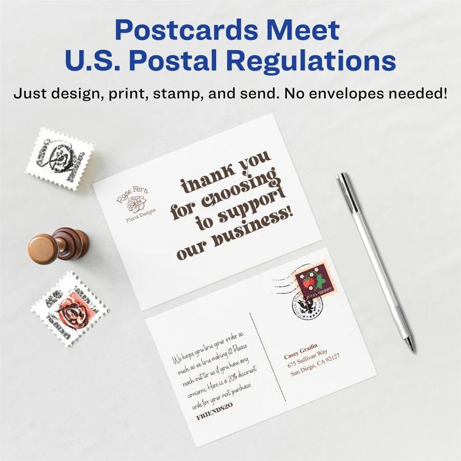 Avery® Sure Feed Postcards: 4’’ x 6’’ Matte Heavyweight - 100/Box - Postcards