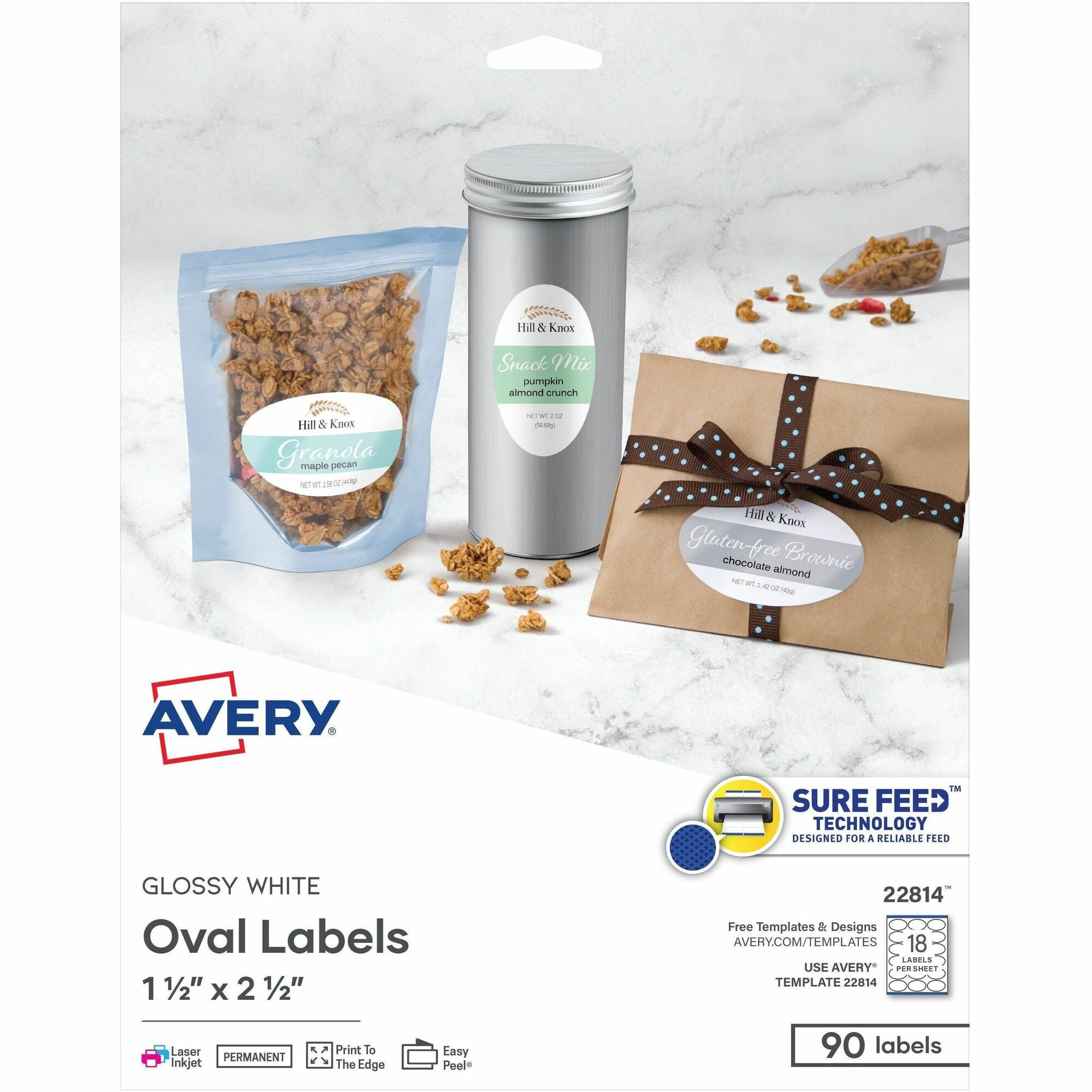 Avery&reg; Sure Feed Printable Glossy White Labels - 2000