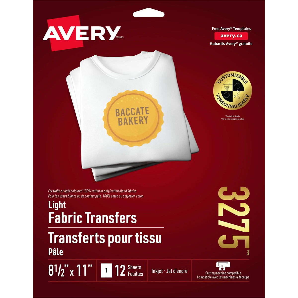 Avery® T-Shirt Transfers: Inkjet Printable Easy Peel - 12/Pack 6/Carton - Arts & Crafts Kits/Accessories