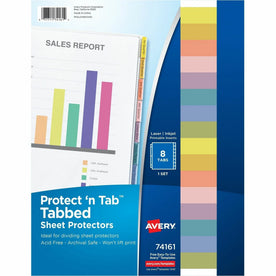 Avery® Tabbed Sheet Protectors: Letter Size Top Loading 3-Hole Clear Polypropylene - 8/Set - Protectors