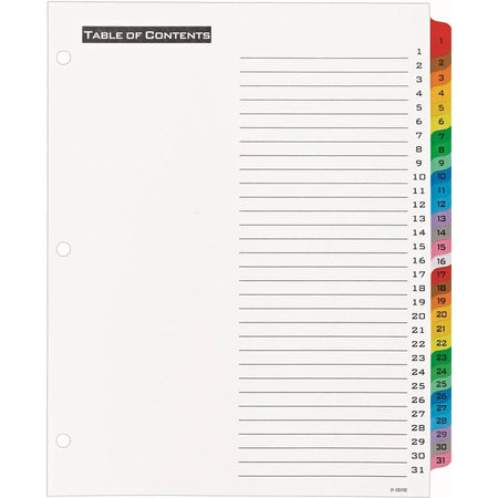 Avery® Table ’N Tabs Daily Dividers: 31-Tab Set for Organized Filing - Index Divider