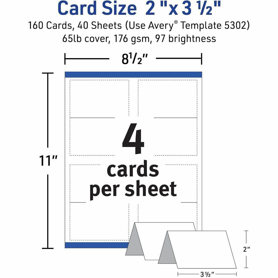 Avery® Tent Cards, 2" x 3.5" , White, 160 Place Cards (5302) - Alternate-Image3