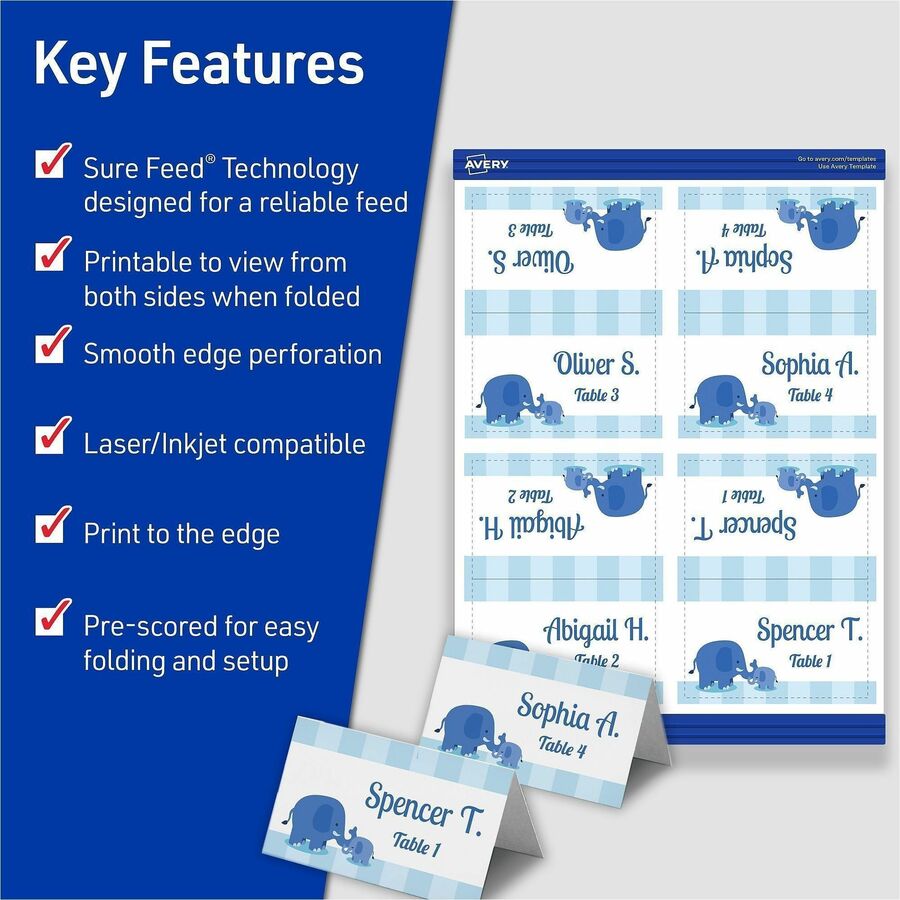 Avery® Tent Cards, 2" x 3.5" , White, 160 Place Cards (5302) - Alternate-Image1