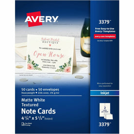 Avery® Note Card - Textured - White - 50/Pack - 6 / Carton - Cards & Stationery Sets
