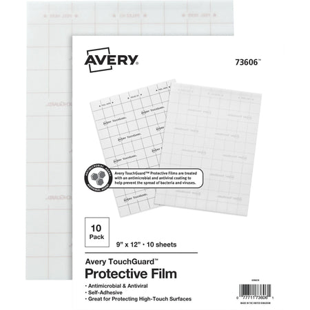 Avery® TouchGuard Protective Film Sheets: Antimicrobial Rectangular PET Sheets - Safety Signs