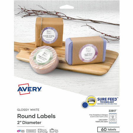Avery&reg; Printable Round Labels , 2" , Glossy White, 60 Labels (22817) - 2000