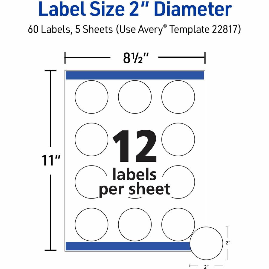 Avery&reg; Printable Round Labels , 2" , Glossy White, 60 Labels (22817) - Alternate-Image6