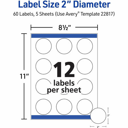 Avery&reg; Printable Round Labels , 2" , Glossy White, 60 Labels (22817) - Alternate-Image6