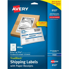 Avery® TrueBlock Paper Receipt Shipping Labels - 125 Sheets - Address
