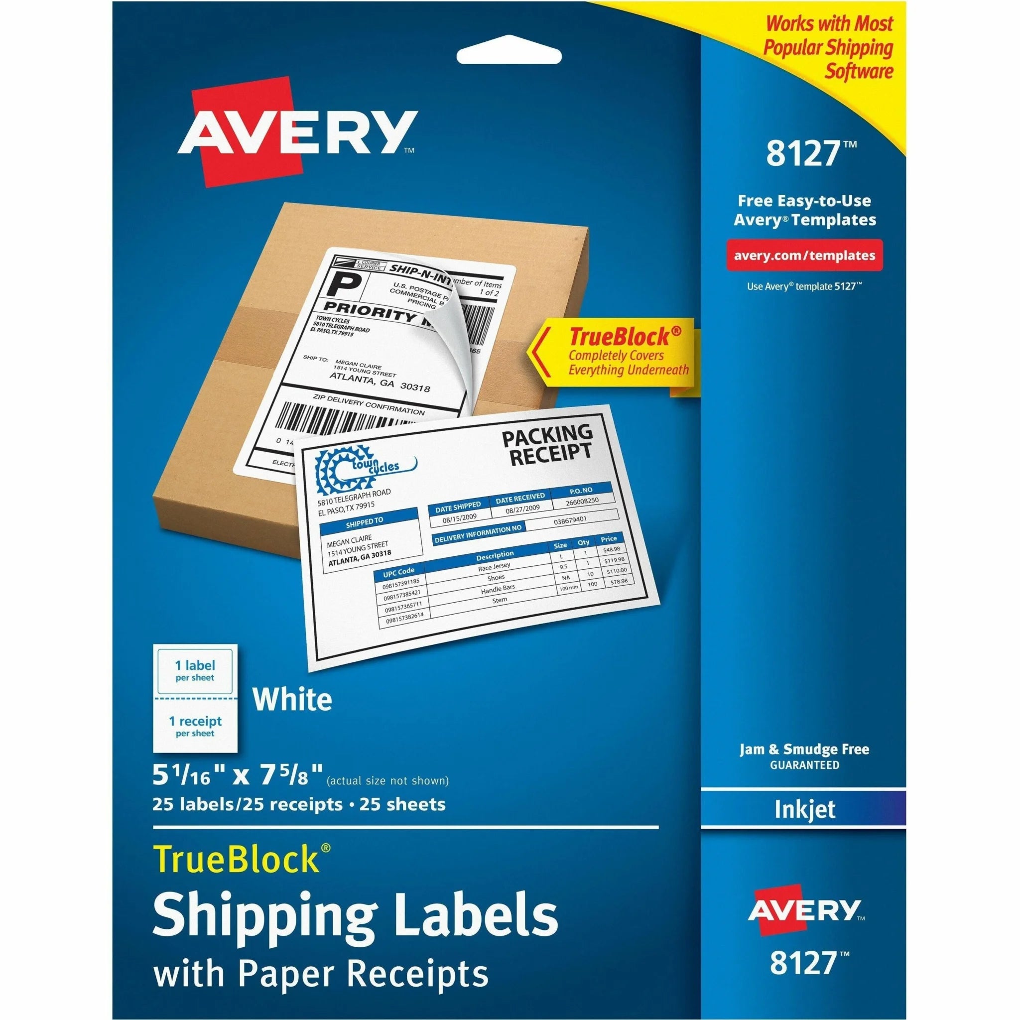 Avery® TrueBlock Paper Receipt Shipping Labels - 125 Sheets - Address