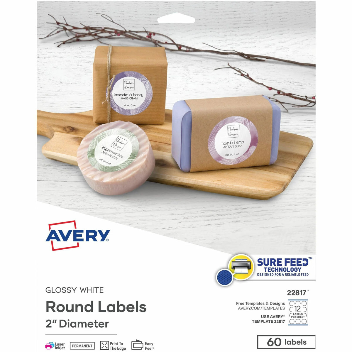 Avery® TrueBlock Round Labels - Bright White Paper - 300 - 60/Pack - Multipurpose & ID