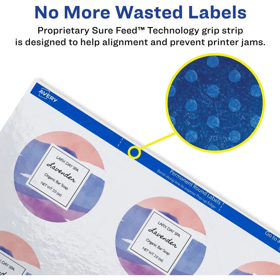 Avery® TrueBlock Round Labels - Bright White Paper - 300 - 60/Pack - Multipurpose & ID