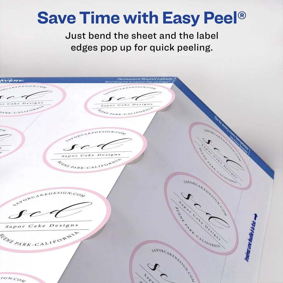 Avery® TrueBlock Round Labels - Bright White Paper - 300 - 60/Pack - Multipurpose & ID
