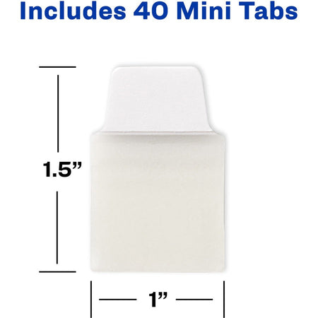 Avery® Ultra Tabs Repositionable Mini - 40 Tab(s) - 10 Tab(s)/Set - Clear Film White Paper - Pack - Index Accessories &