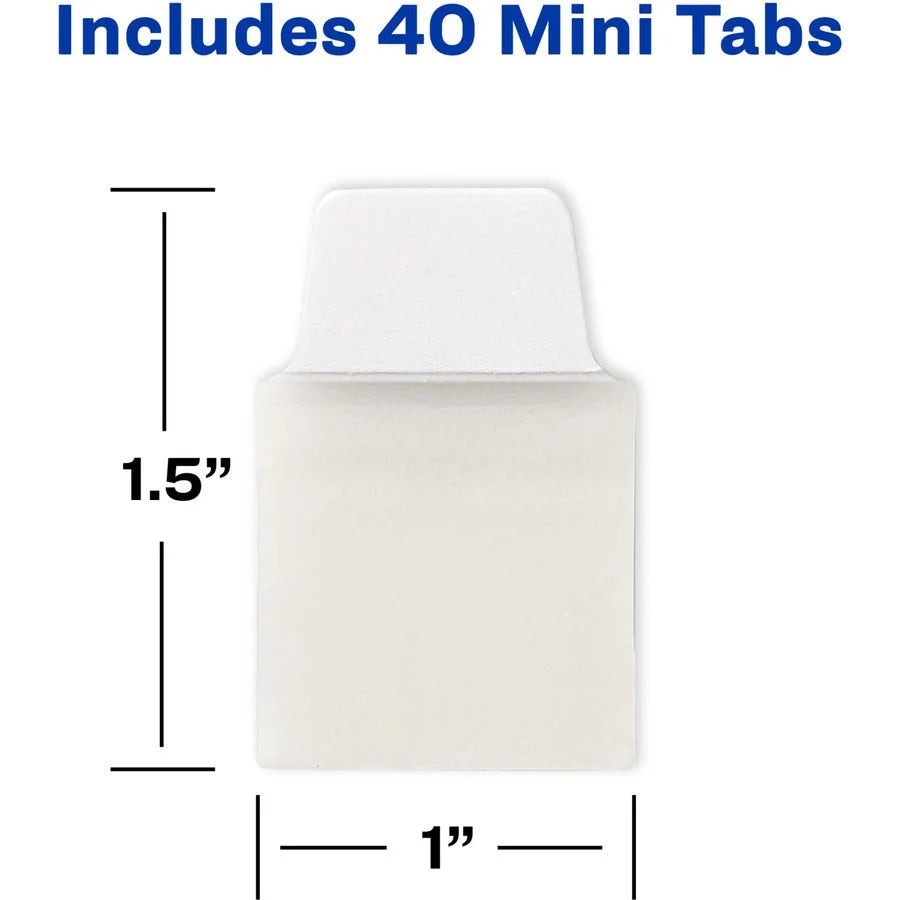 Avery® Ultra Tabs Mini - Clear Film White Paper - 40 Pack - Index Accessories & Page Markers