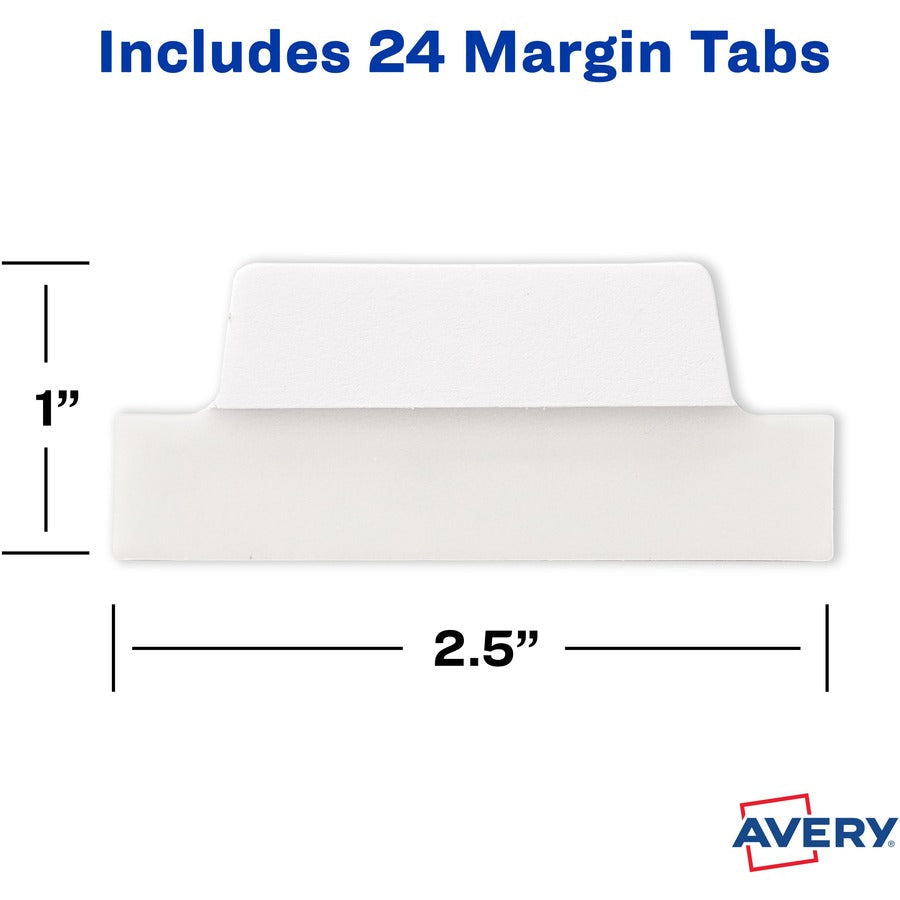 Avery® Ultra Tabs Repositionable Margin - 24 Tab(s) - 6 Tab(s)/Set - Clear Film White Paper - Pack - Index Accessories