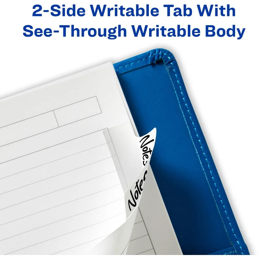 Avery® Ultra Tabs: Repositionable Margin Tabs - Clear Film White Paper - 24 Pack - Index Accessories & Page Markers