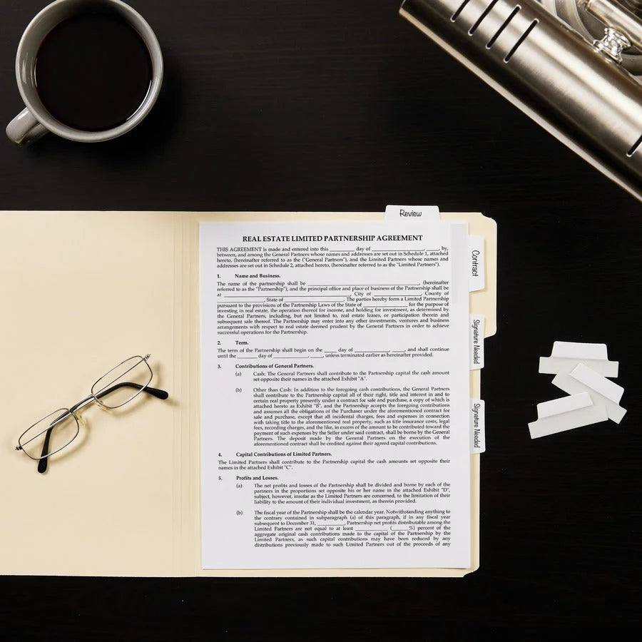 Avery® Ultra Tabs: Repositionable Margin Tabs - Clear Film White Paper - 24 Pack - Index Accessories & Page Markers