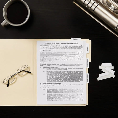 Avery® Ultra Tabs: Repositionable Margin Tabs - Clear Film White Paper - 24 Pack - Index Accessories & Page Markers