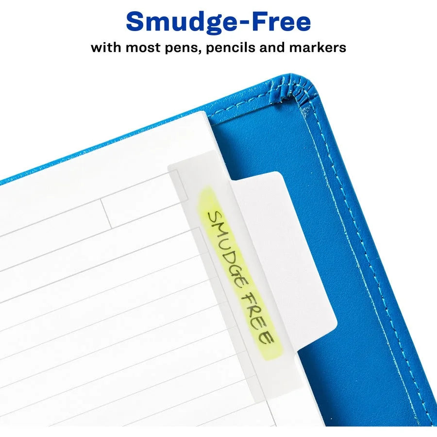 Avery® Ultra Tabs: Repositionable Margin Tabs - Clear Film White Paper - 24 Pack - Index Accessories & Page Markers