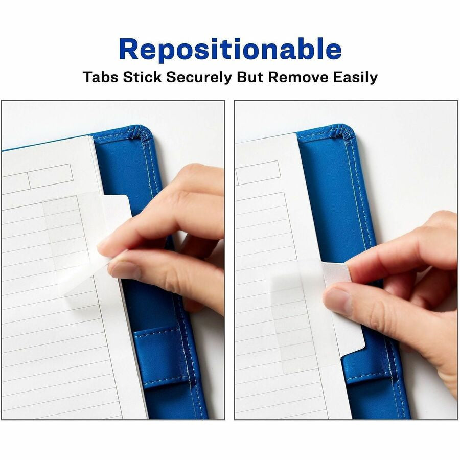 Avery® Ultra Tabs Repositionable Multi-Use - 24 Tab(s) - 8 Tab(s)/Set - Clear Film White Paper - Pack - Index