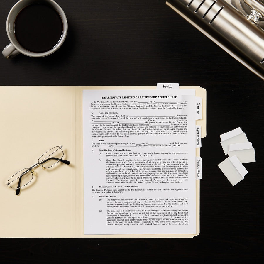 Avery® Ultra Tabs Repositionable Multi-Use - 24 Tab(s) - 8 Tab(s)/Set - Clear Film White Paper - Pack - Index