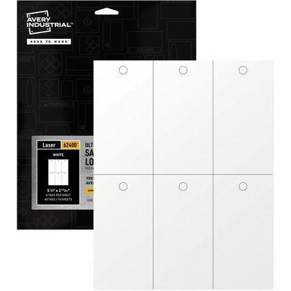 Avery® UltraDuty Plastic Tags: White 5.5’’ x 2.83’’ - 60 Pack - Tags & Tickets