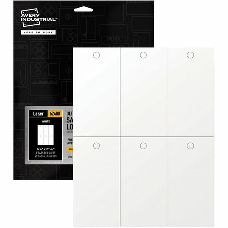 Avery® UltraDuty Plastic Tags: White 5.5’’ x 2.83’’ - 60 Pack - Tags & Tickets